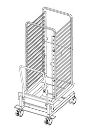[60.22.396] Stojanový vozík typ 20-2/1, 17 zásuvných roštov, rozteč 74 mm