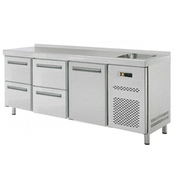 [RT-3D-1D4Z-S] Stôl chladiaci s drezom, 1 x dvere, 4 x zás.