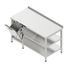 Pracovný stôl s 2 policami a výklopným košom