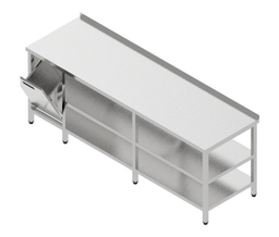 Pracovný stôl veľký s 2 policami a výklopným košom