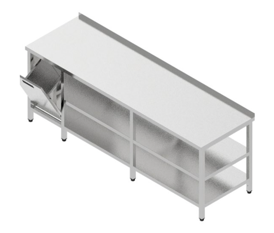 Pracovný stôl veľký s 2 policami a výklopným košom (kópia)