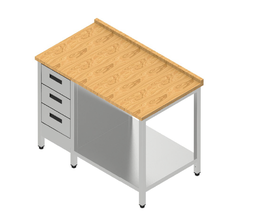 Pracovný stôl so zásuvkovým blokom a bukovou pracovnou doskou