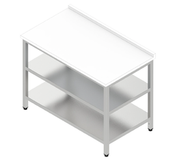 Pracovný stôl s plastovou doskou a 2 policami