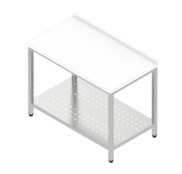 Pracovný stôl s plastovou doskou a dierovanou policou