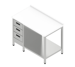 Pracovný stôl s plastovou doskou a so zásuvkovým blokom