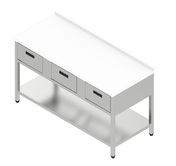 Pracovný stôl trojzásuvkový s plastovou doskou