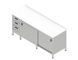 Pracovná skriňa veľká so zásuvkami, posuvnými dverami a plastovou doskou