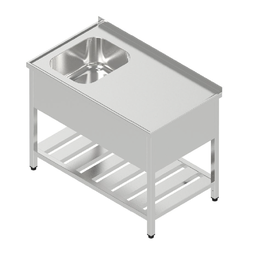 Umývací stôl jednodrez krytovaný s roštovou policou