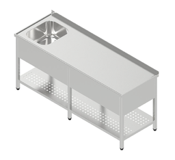 Umývací stôl jednodrez veľký krytovaný s dierovanou policou