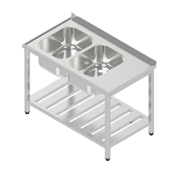 Umývací stôl dvojdrez s roštovou policou