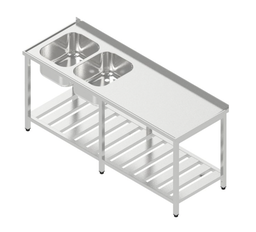 Umývací stôl dvojdrez veľký s roštovou policou