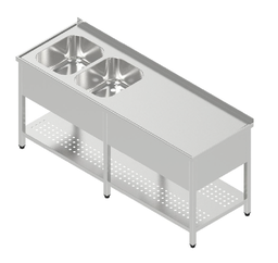 Umývací stôl dvojdrez krytovaný veľký s dierovanou policou