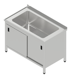 [USV-204] Umývací stôl - lisovaná jednovaňa s posuvnými dverami