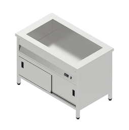 Výdajný ohrevný pult so zváranou vaňou a posuvnými dverami