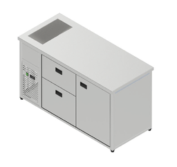 [PNV-021_1580x700x900] Chladiaci stôl nápojový s chladiacou vaňou - 2 zásuvky, 1 dvere