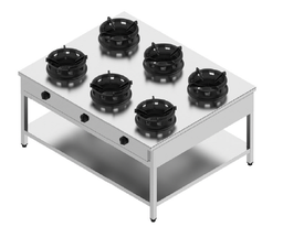 Plynový sporák priestorový- 6 horákov - 6x13 kW, V 750 mm